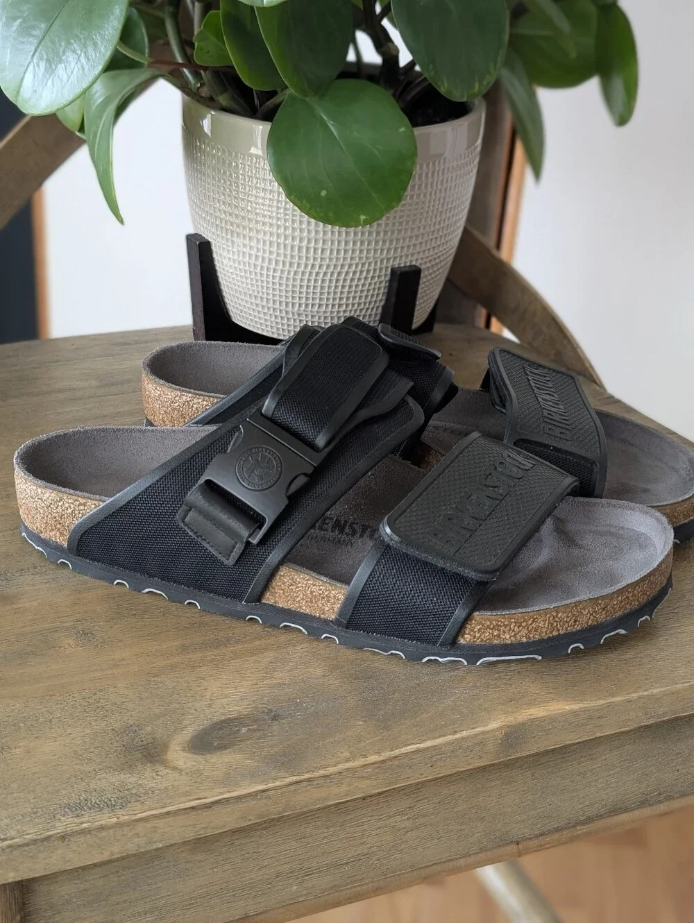 NWOB Birkenstock Rotterdam Slides Sandals 42 Black Buckle